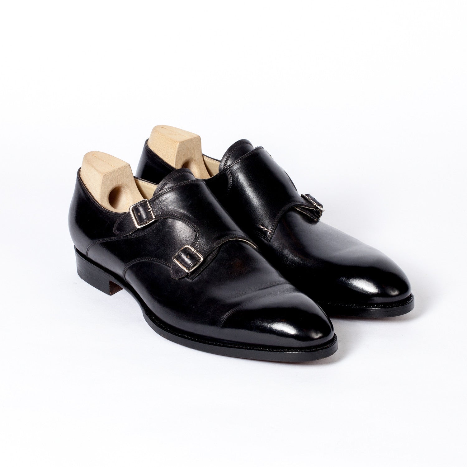 Double Monk "Modern Dandy" made of Black Calfskin - purely handmade